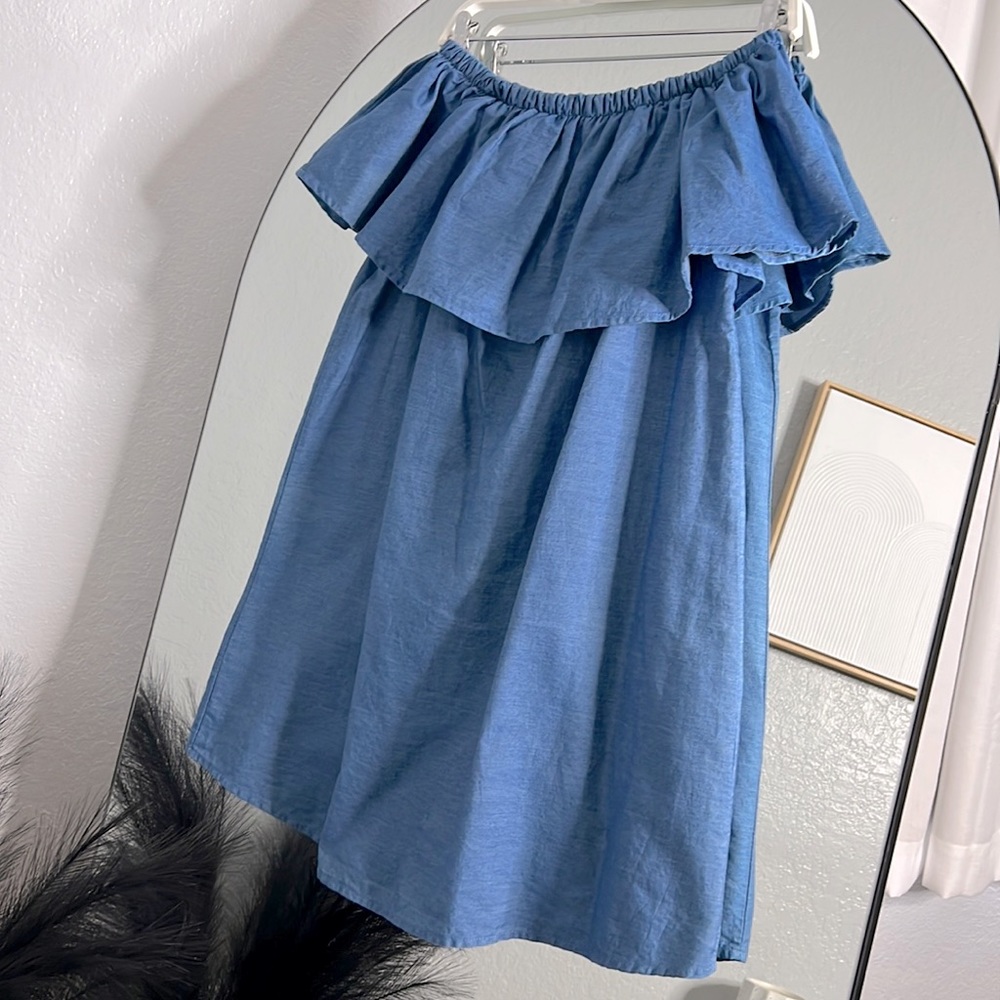 Audrey 3+1 Strapless Ruffle Top Denim Dress